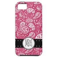 Girly PINK Paisley Pattern with Monogram iPhone 5 Cover