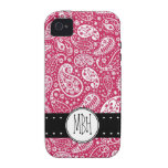 Girly PINK Paisley Pattern with Monogram Case-Mate iPhone 4 Case