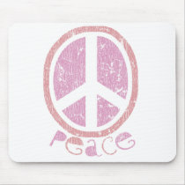 Girly Pink Peace Sign Mouse Mat