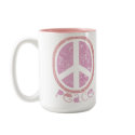 Girly Pink Peace Sign mugs by Prodem Girly Pink Peace Sign mugs