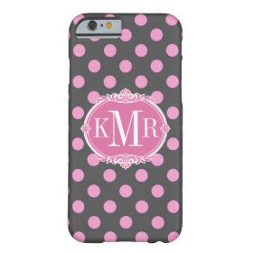 Girly Pink Polka Dots - Vintage Frame Monogram Barely There iPhone 6 Case