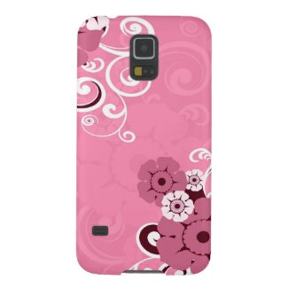 Girly Pink Swirls And Floral Pattern Galaxy S5 Cases