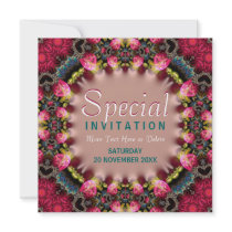Girly Pink & Teal Roses Special Party  Invitation