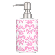 Girly Pink Vintage Damask Pattern Kitchen or Bathroom Hand Soap Dispenser
