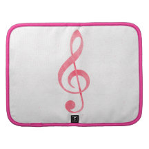 Girly Pink Watercolor Paint Music Note Treble Clef Folio Planner