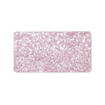 Girly Pink White Abstract Glitter Photo Print Personalized Address Labels