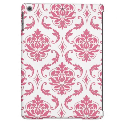 Girly Pink White Damask Pattern Cover For iPad Air
