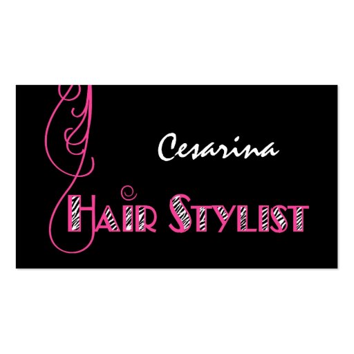 Girly Pink Zebra Hair Stylist Appointment Reminder Business Card (front side)