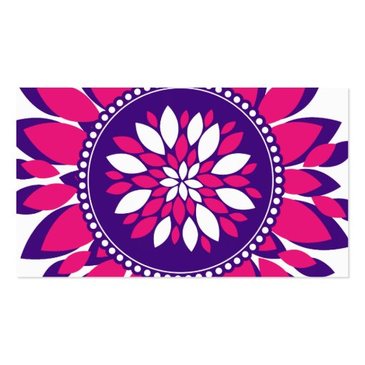 Girly Pretty Pink and Purple Flower Art Gifts Business Card Templates (back side)