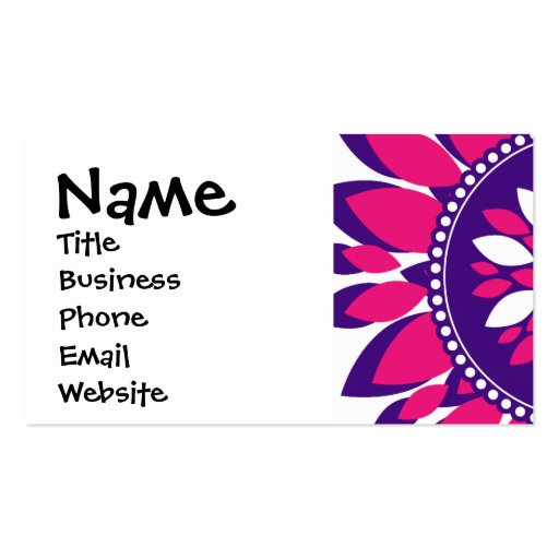 Girly Pretty Pink and Purple Flower Art Gifts Business Card Templates (front side)