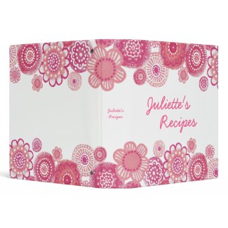 Girly Pretty Pink Recipe Binder Organizer