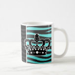 Girly princess aqua blue and black zebra print mugs