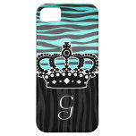 Girly princess blue and black zebra print casemate cases