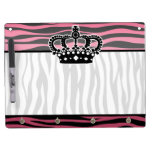 Girly princess pink and black zebra dry erase boards