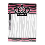 Girly princess pink and black zebra dry erase boards
