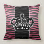 Girly princess pink and black zebra print pillows