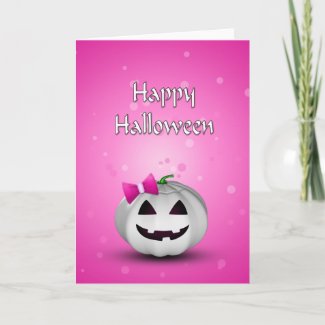 Girly Pumpkin Halloween - Greeting Card