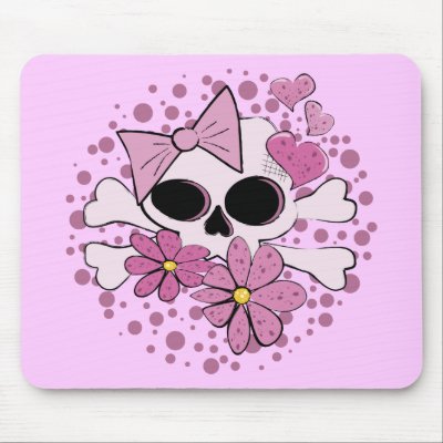 Girly Punk Skull Mouse Pads by dlreyes41