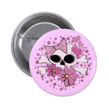 Girly Punk Skull Pinback Buttons