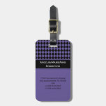 Girly Purple Black Argyle Diamond Pattern Tags Bag Tags