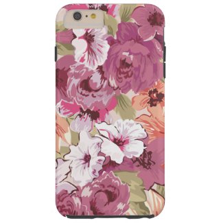Girly Purple Floral Tough iPhone 6 Plus Case