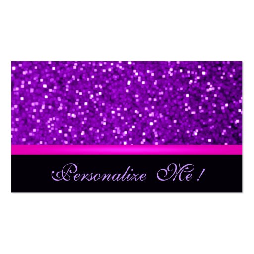 Girly Purple Modern Sparkle Pink Glitter Elegant Business Card (front side)