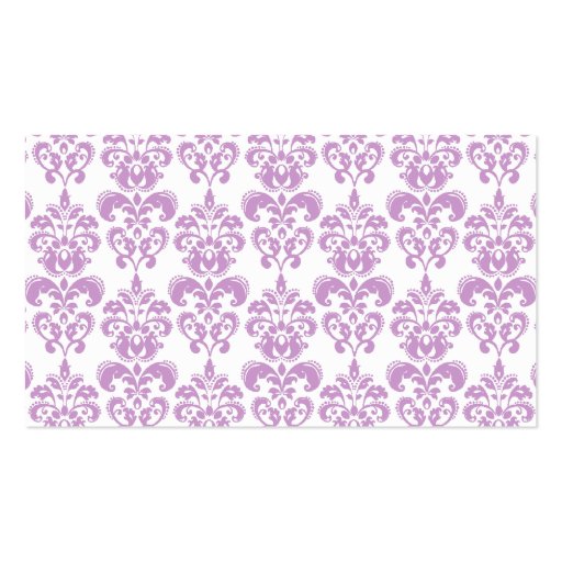 Girly Purple White Vintage Damask Pattern 2 Business Cards