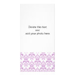 Girly Purple White Vintage Damask Pattern 2 Photo Greeting Card