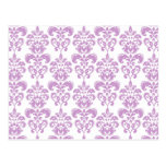 Girly Purple White Vintage Damask Pattern 2 Post Card