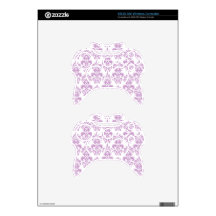Girly Purple White Vintage Damask Pattern 2 Xbox 360 Controller Skin