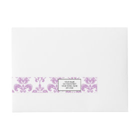 Girly Purple White Vintage Damask Pattern 2 Wraparound Address Label
