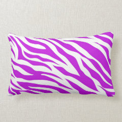 Girly Purple White Zebra Stripes Wild Animal Print Throw Pillows