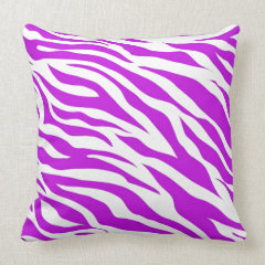 Girly Purple White Zebra Stripes Wild Animal Print Pillow