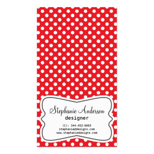 Girly Red and White Polka Dots Business Card