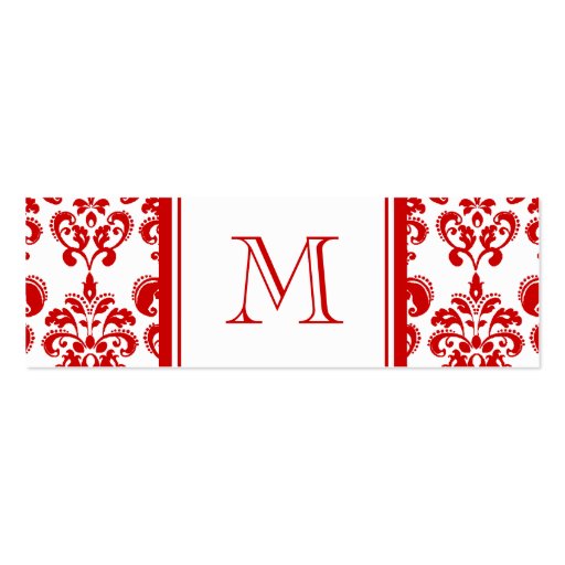 GIRLY RED DAMASK PATTERN 2 YOUR INITIAL BUSINESS CARD TEMPLATE