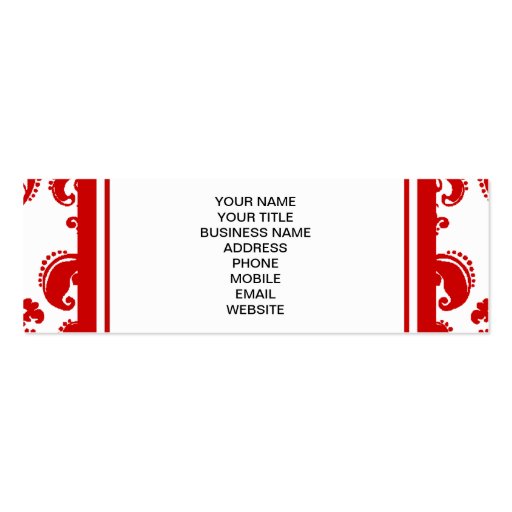 GIRLY RED DAMASK PATTERN 2 YOUR INITIAL BUSINESS CARD TEMPLATE (back side)