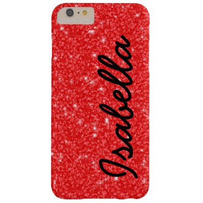 GIRLY RED GLITTER PRINTED PERSONALIZED BARELY THERE iPhone 6 PLUS CASE