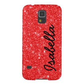 GIRLY RED GLITTER PRINTED PERSONALIZED GALAXY S5 CASES