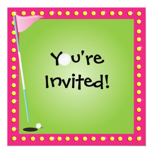 Girly Retro Miniature Golf Party Invitation