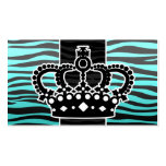 Girly royal sky blue and black zebra print business cards