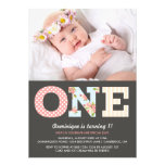 Girly Shabby Chic First Birthday Photo Invitation