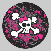Girly Skull & Bones Stickers