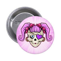Girly Skull Design Pinback Buttons