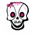 Girly Skull Pink Bow destroyed womens tshirt