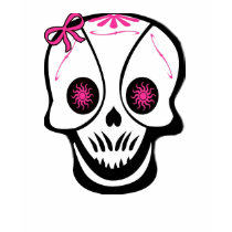 Girly Skull Pink Bow destroyed womens tshirt