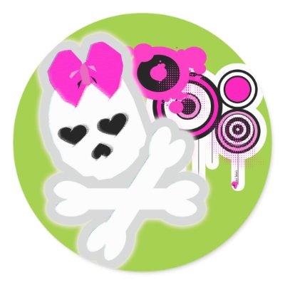 Girly SKull Sticker by aikiri
