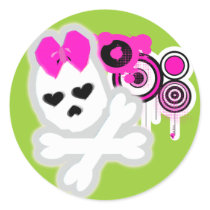 Girly SKull Sticker by aikiri Girly SKull Sticker