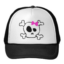 Girly skull trucker hat