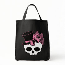 Girly Skull with Hat and Pink Bow bags