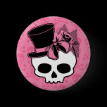 Girly Skull with Hat and Pink Bow